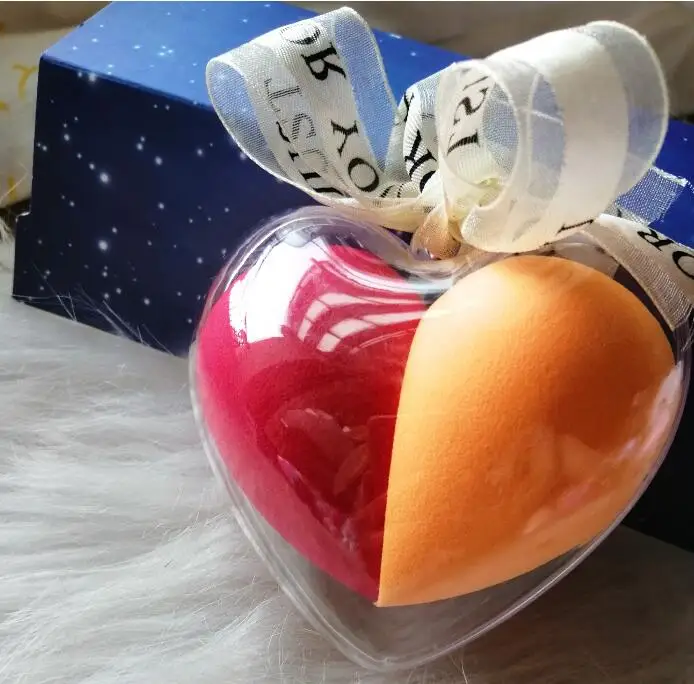 2 шт./компл. губка для макияжа коробка в форме сердца не латексный Материал Косметический спонж для пудры на ручке использовать инструменты для макияжа красоты - Цвет: Rose Red Orange