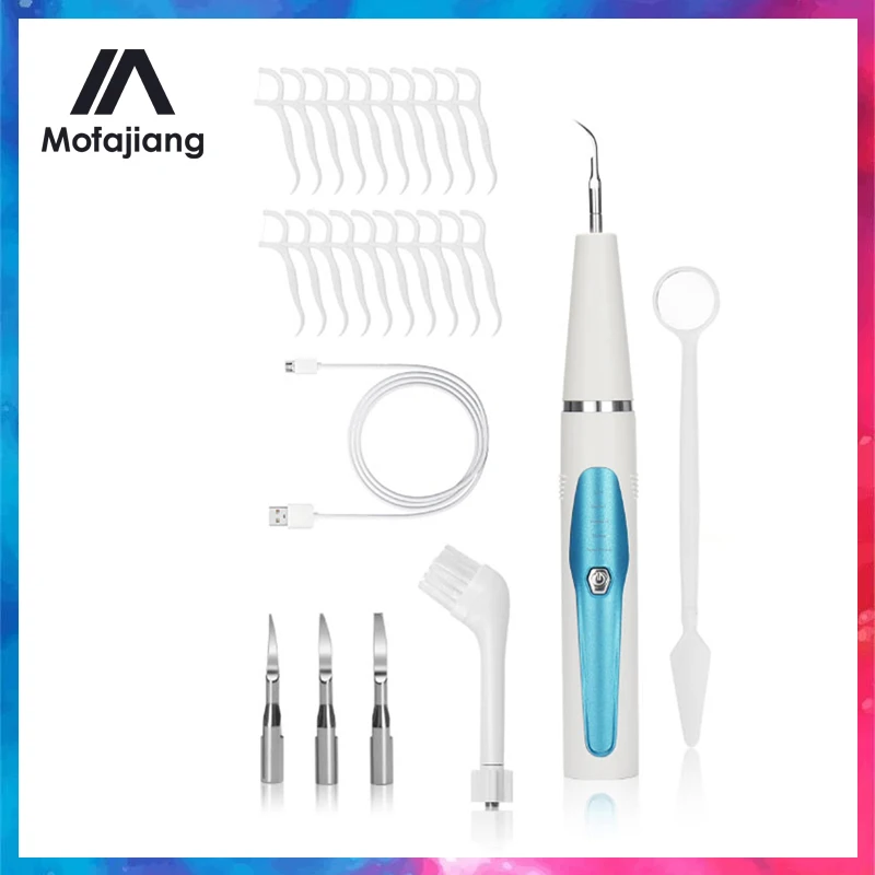 

High Frequency Ultrasonic Vibration Electric Tooth Calculus Plaque Remover Sonic Dental Scaler Stains Tartar Teeth Cleaner White