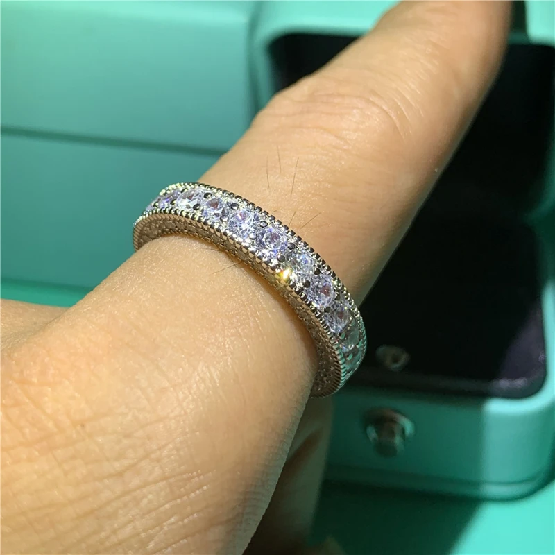 Кольцо с вечным обещанием ручной работы, ааааа, Cz камень, белое золото, обручальное кольцо для женщин, свадебные украшения для пальцев