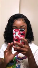 Rizado Bob peluca del pelo humano del frente del cordón pelucas con minimechones brasileño Remy pelo humano Pelo Corto Pre arrancado peluca para las mujeres negras de la onda profunda de la peluca