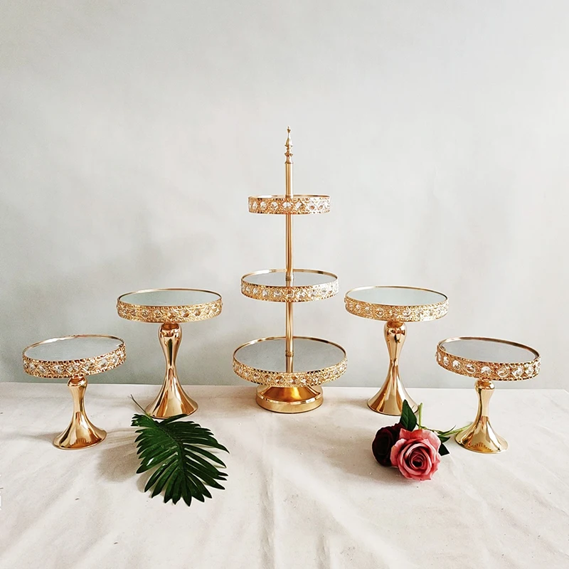 Set Da 6 Supporti Per Torte In Metallo Dorato – Alzate Per Cupcake E Dessert, Per Matrimoni E Feste