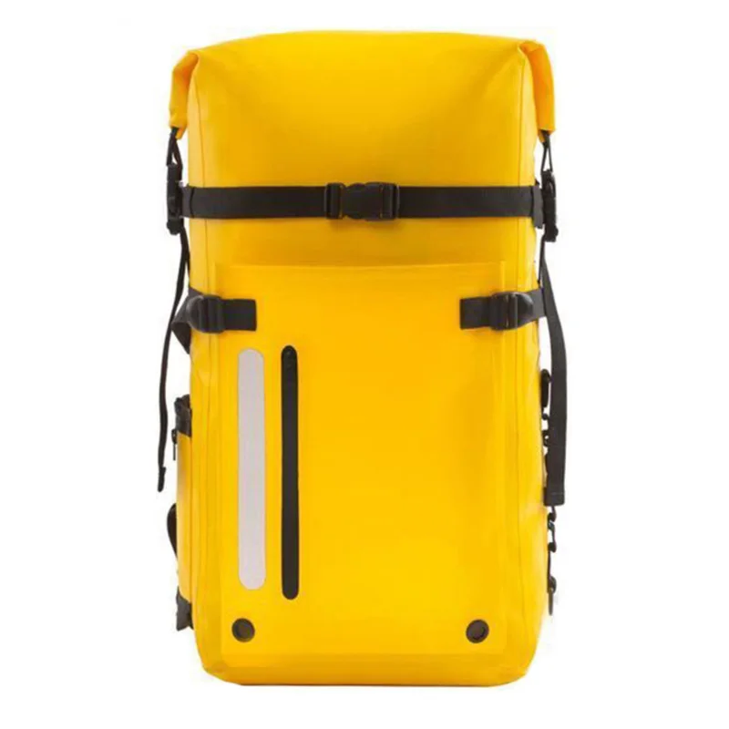 Yellow 30L водонепроницаемый заплечный гермомешок ролл-Топ Закрытие и мягкая задняя панель, передний карман держать плавники и светоотражающие детали - Цвет: Yellow