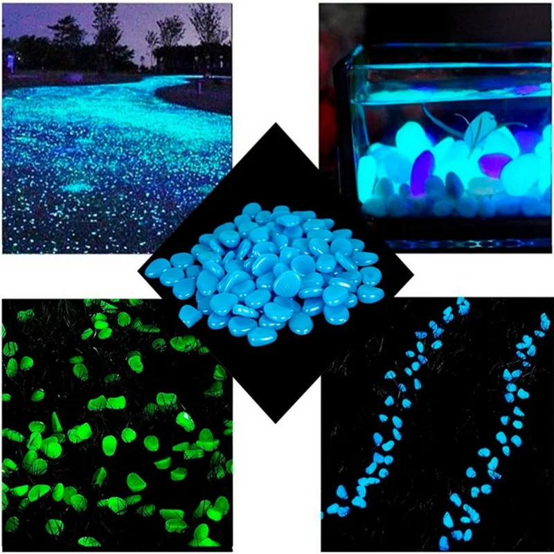 Glow in the Dark Garden Pebbles Luminous Stones Walkways Fish Aquariums 