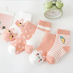 5 Pairs 0-9 Years Old Children Cotton Soft Comfortable Spring and Autumn Four Seasons Mid-Calf Length Boy Girl Baby Baby Socks