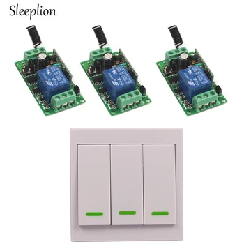 

Sleeplion 12V 10A 3 Way Wireless Wall Remote Switch Transmitter 3 Receiver ON/OFF Module