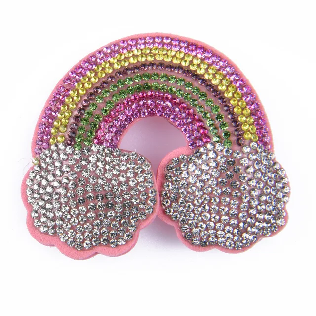 Hot Sale 1 Pcs Full Crystal Fabric Croc Shoe Charms Bling Embroidery Pink Shoes Decorations Grey Bear Clog Shoes Accessories b6029