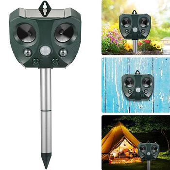 

Solar Charging Outdoor Ultrasonic Deterrent Repeller Cat Dog Mouse Rat Bird Pest Animal Driving Repeller Device For Garden Yard