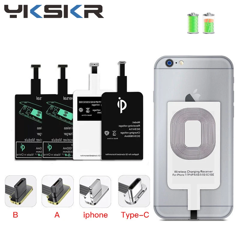 Беспроводное зарядное устройство Qi с поддержкой приемника Micro USB Type-C адаптер для