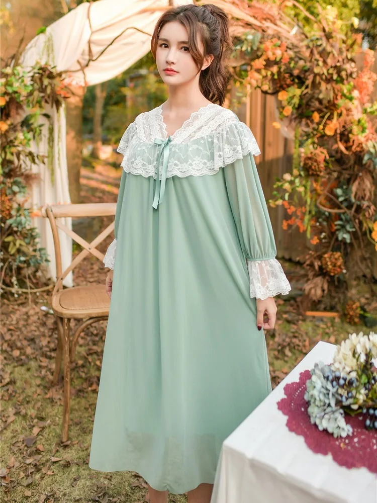 Винтажные мягкие хлопковые женские длинные ночные рубашки с длинными рукавами