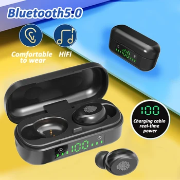 

V8 Wireless Headphones Bluetooth 5.0 TWS Headset HIFI Mini Sports Running Earphone With Power LED Display Noise Cancel Headphone