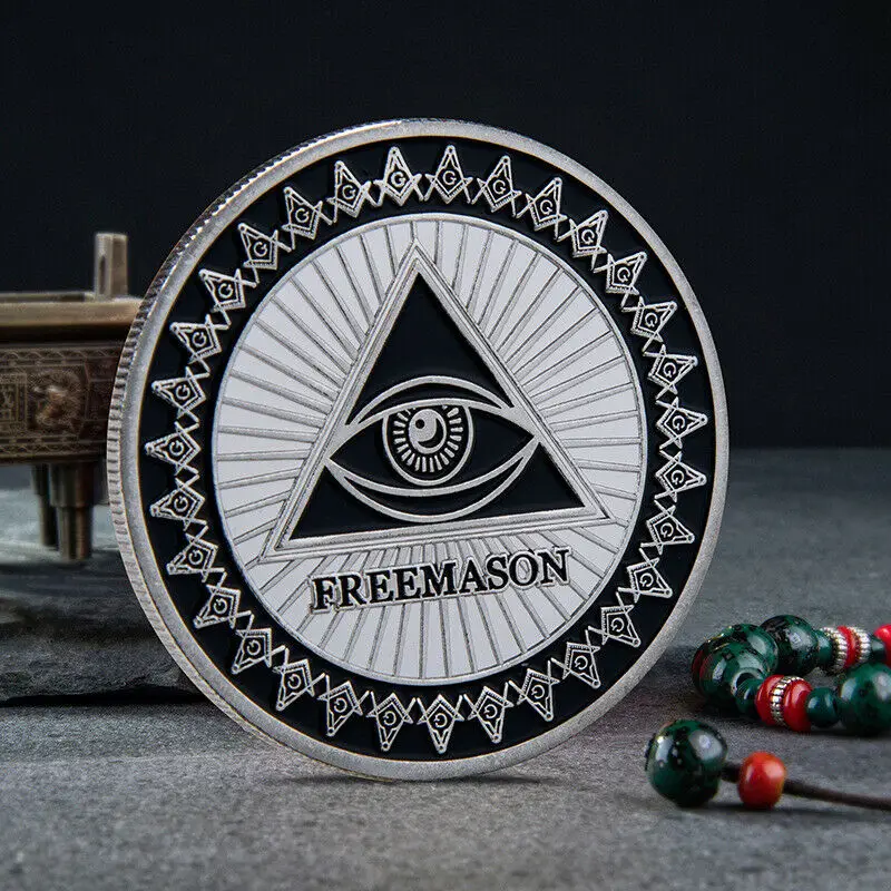 Masonic Freemason Silver Plated Commemorative Coin Token Collectible Physical gx