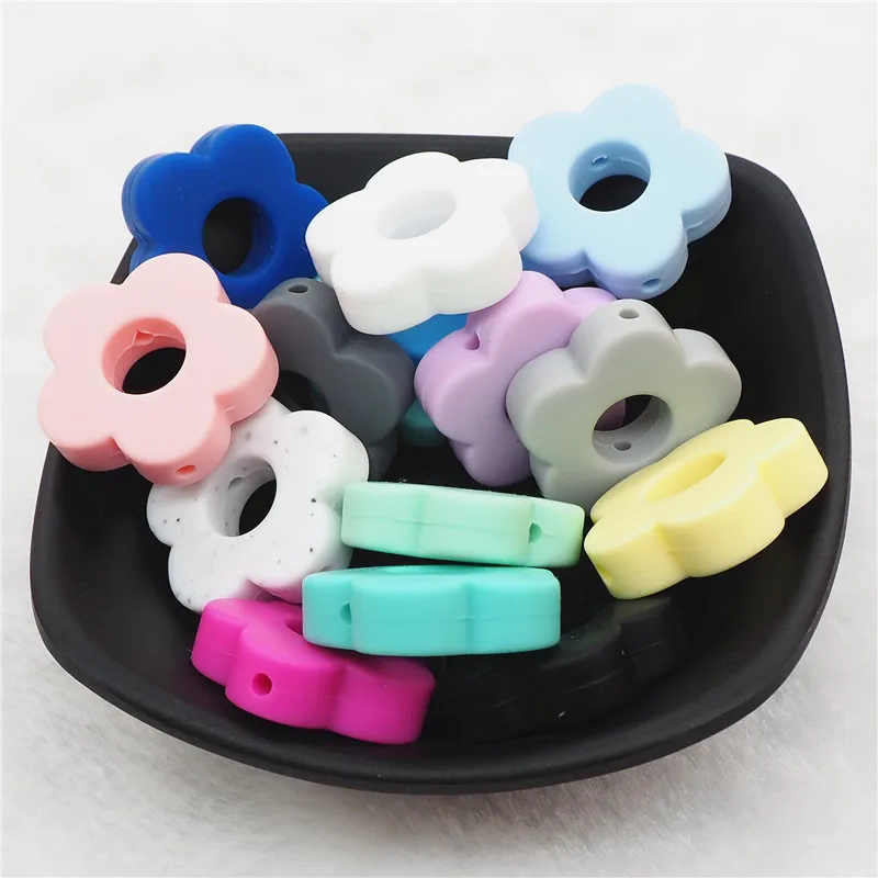 

Chenkai 50pcs Silicone Flower Teether Beads DIY Baby Shower Pacifier Dummy Teething Montessori Sensory Jewelry Making Toy Beads