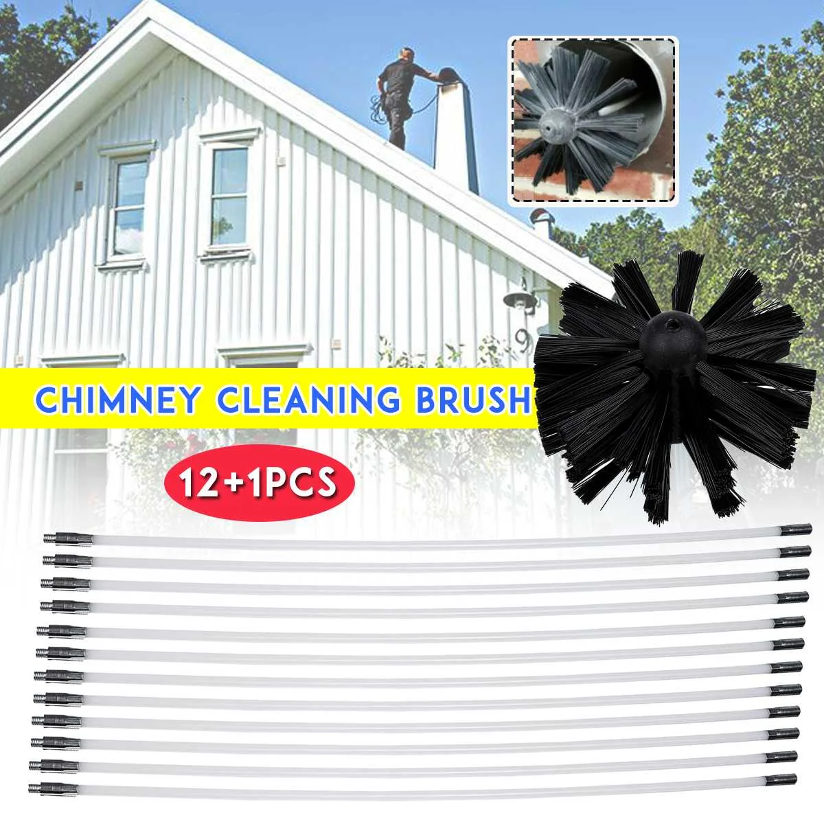 Ceny 1 zestaw szczotka nylonowa z 12 sztuk długa rączka elastyczna rura szczotki do komina czajnik dom Cleaner szczotka narzędzie do czyszczenia zestaw