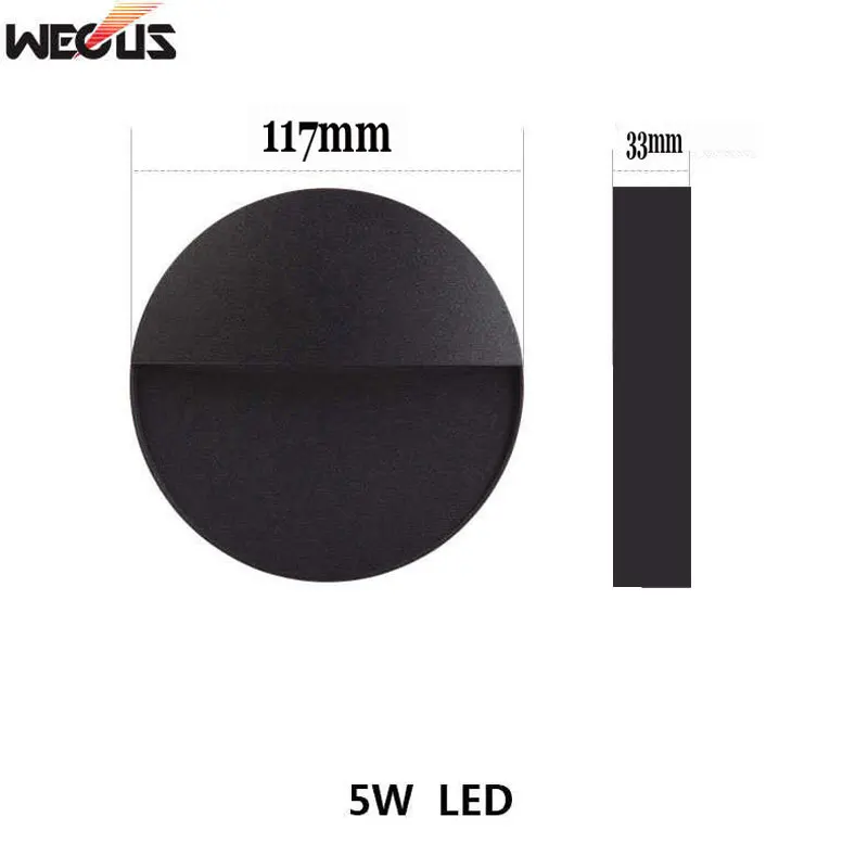 Black - Round WECUS) наружный водонепроницаемый светильник для ног во дворе, сада, наружный настенный светильник для входа, лестничный светильник - Испускаемый цвет: Black - Round