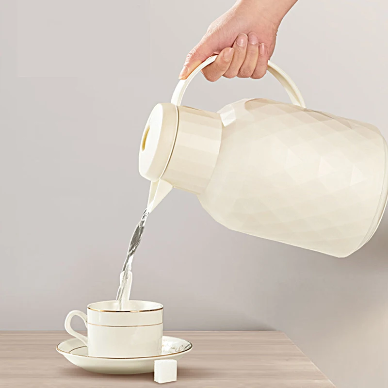 Diamond Double Wall Glass Vacuum Flask 1L Office Travel Leak-proof Insulated Thermal Hot Water Bottle Company Thermos Warm Pot