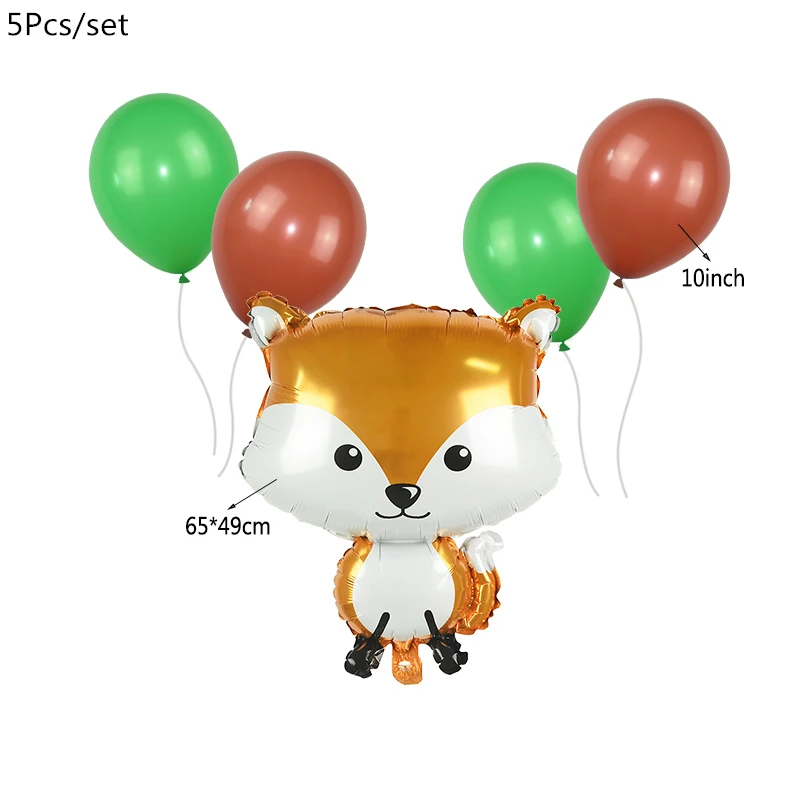 5pcs fox setA Jungle Animal Balloons Happy Birthday Banner for Jungle Party Decorations Baby Shower Birthday Safari Party Supplies Favors - Цвет: 5pcs fox setA