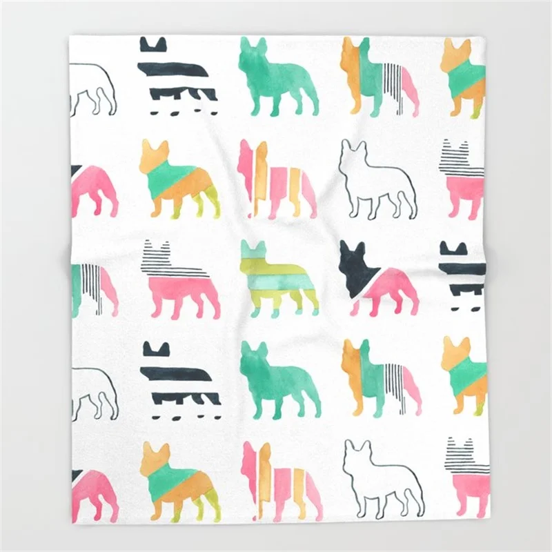 

Design of a Dog Blanket Funny Printed Soft Boy Girl Baby Coral Fleece Bulldogs Blankets Muti-size Spring Warm Sofa Bed Sheets