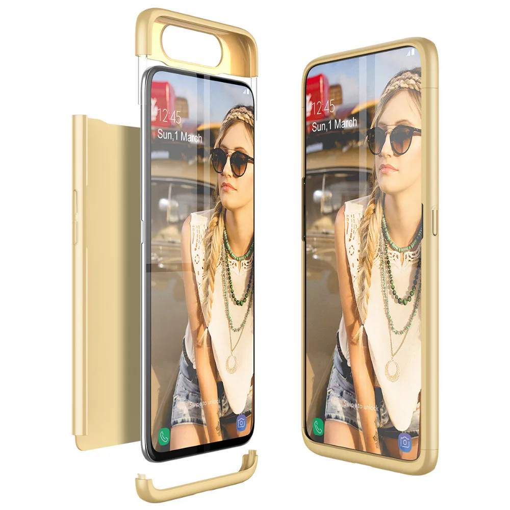 3 в 1 360 Полный корпус крышка Роскошные, жесткие, ПК чехол для samsung Galaxy A80 чехол анти-падение противоударный чехол для samsung Galaxy A80