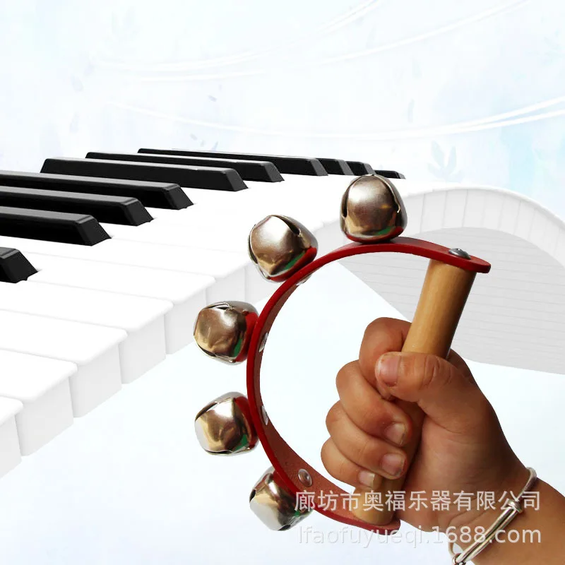 Orff детский музыкальный инструмент, игрушка для детского сада, Обучающие приспособления, колокольчики, 5 колокольчиков, кожаный колокольчик, танцевальная погремушка