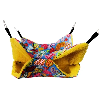 pattern 1 Переноска для хомяка коврик для кровати милый маленький животное подвесная теплая плюшевая двухслойная морская свинья-кролик подвесная клетка для кровати аксессуары для домашних животных - Цвет: pattern 1