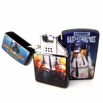 

PUBG Style Cigarette Lighter Windproof Metal Electronic USB Rechargeable Single Arc Flameless Lighter Christmas Usb Gift