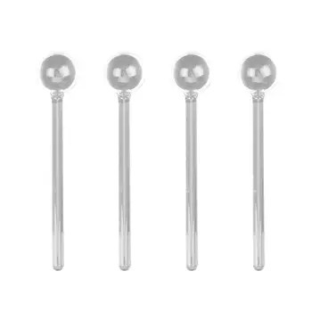 

4PCS Long Handle Glass Tea Spoons Tableware Clear Coffee Stirring Spoons Flatware for Home Kitchen Restaurant