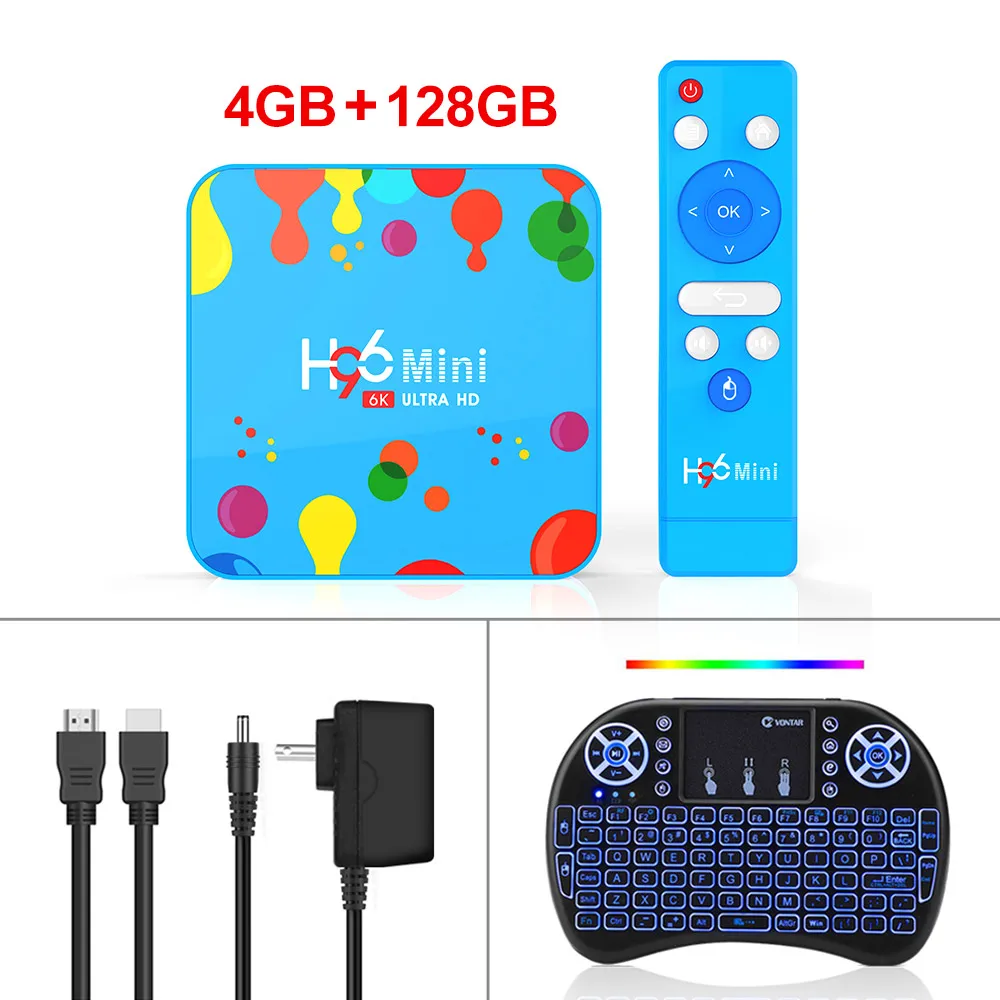 H96 мини Android ТВ приставка Макс 4 Гб ОЗУ 128 Гб ПЗУ Смарт ТВ приставка Android 9,0 H96mini Allwinner H6 2,4/5G Wifi ТВ приставка Netflix Youtube 4K - Цвет: 4GB 128GB 7 color i8