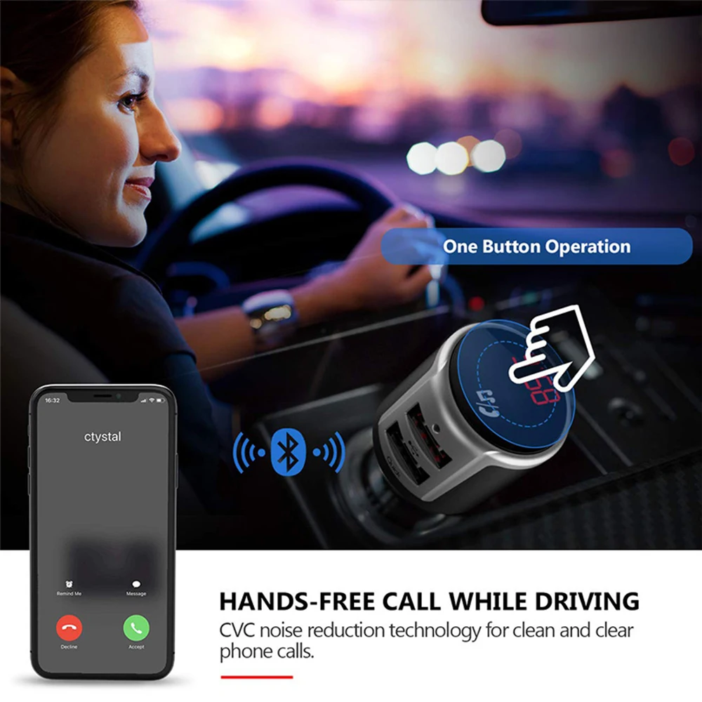 Автомобильные MP3-плееры fm-передатчик BC33 Bluetooth беспроводные радио адаптеры музыка Hands Free Звонки с QC3.0 двойной USB зарядное устройство