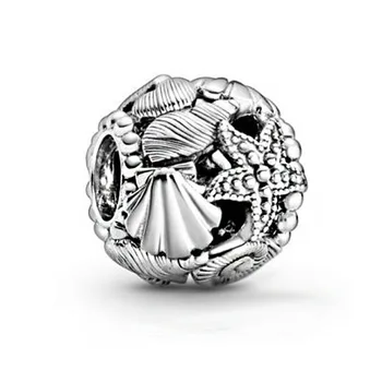 

2020 New Fashion 925 Sterling Silver Openwork Starfish Shells Heart Charm Beads fit Original Pandora Bracelets Women DIY Jewelry