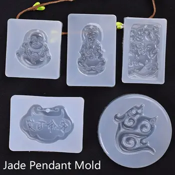 

5Pcs Buddhism Jade Pendant Silicone Mold Kit Epoxy Resin Jewelry Making Tools