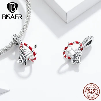 

BISAER Charms 925 Sterling Silver Jumping Lion Beads Fit DIY Bracelet Necklace For Women Fashion Jewelry GXC1660