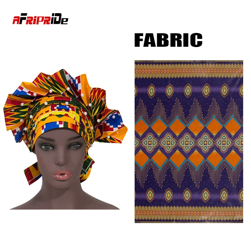 Уже сделанный Африканский головной галстук для женщин нигерийские Девушки шарфы повязка на голову Женская Чистый хлопок красивый свадебный тюрбан WYB462 - Цвет: 9