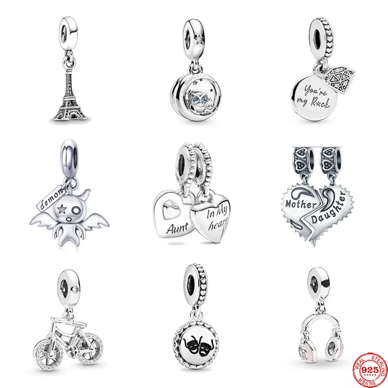 2021 new anut niece in my heart mother daughter tower dangle diy Beads fit Original Pandora charms silver 925 for women jewelry | Украшения