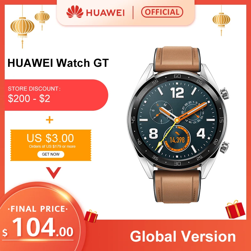  In Stock Global Version HUAWEI Watch GT Smart Watch 1.39'' AMOLED Screen 14 Days Battery Life 5ATM  - 4000165398310