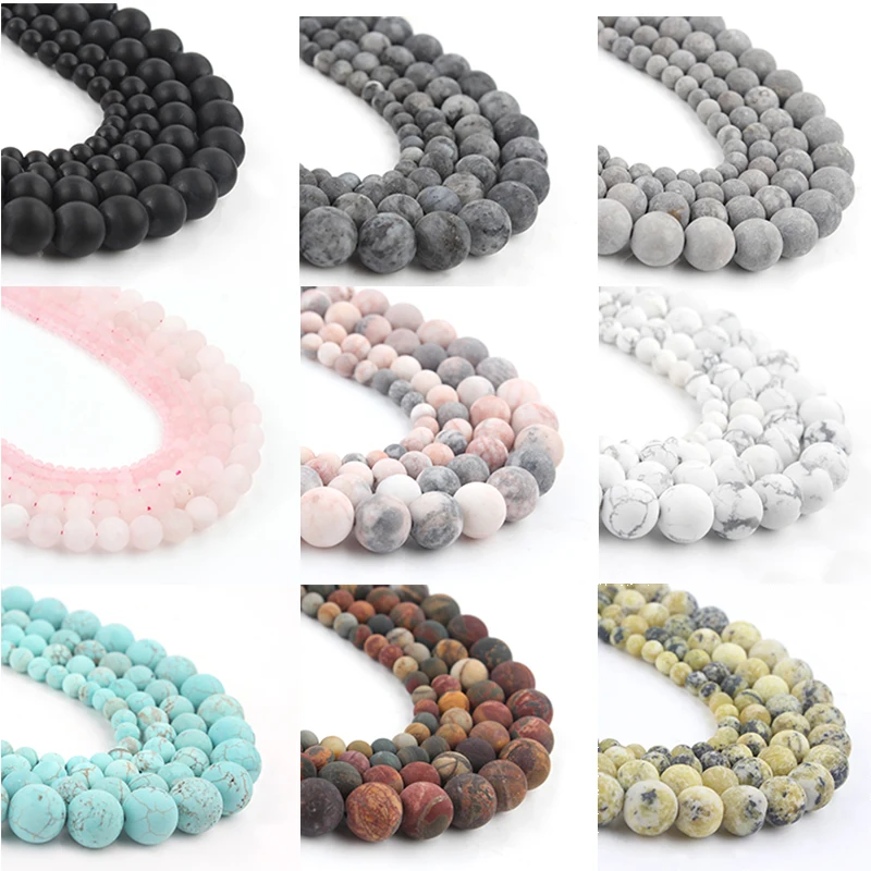 

21 Style Natural Stone Beads Matte Dull Polish Agata Picasso Howlite Quartzs Beads for Jewelry Making DIY Bracelet Minerals Bead