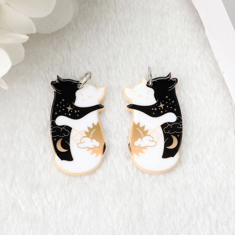 10Pcs Acrylic Printing Embrace Cats Charms Punk Style Know Your Power Crafts For Necklace Earring Keychain Diy Making Pendant 10Pcs Acrylic Printing Embrace Cats Charms Punk Style Know Your Power Crafts For Necklace Earring Keychain Diy Making Pendant
