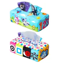 

Plush Baby Tissue Box Rainbow Dance Scarves Play Paper Crinkle Tissues for Learning Preschool Sensory Toy Newborns Infants