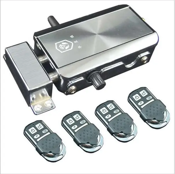 battery power 4 remote controls wireless gate door castle electric drop bolt lock  (no battery included)