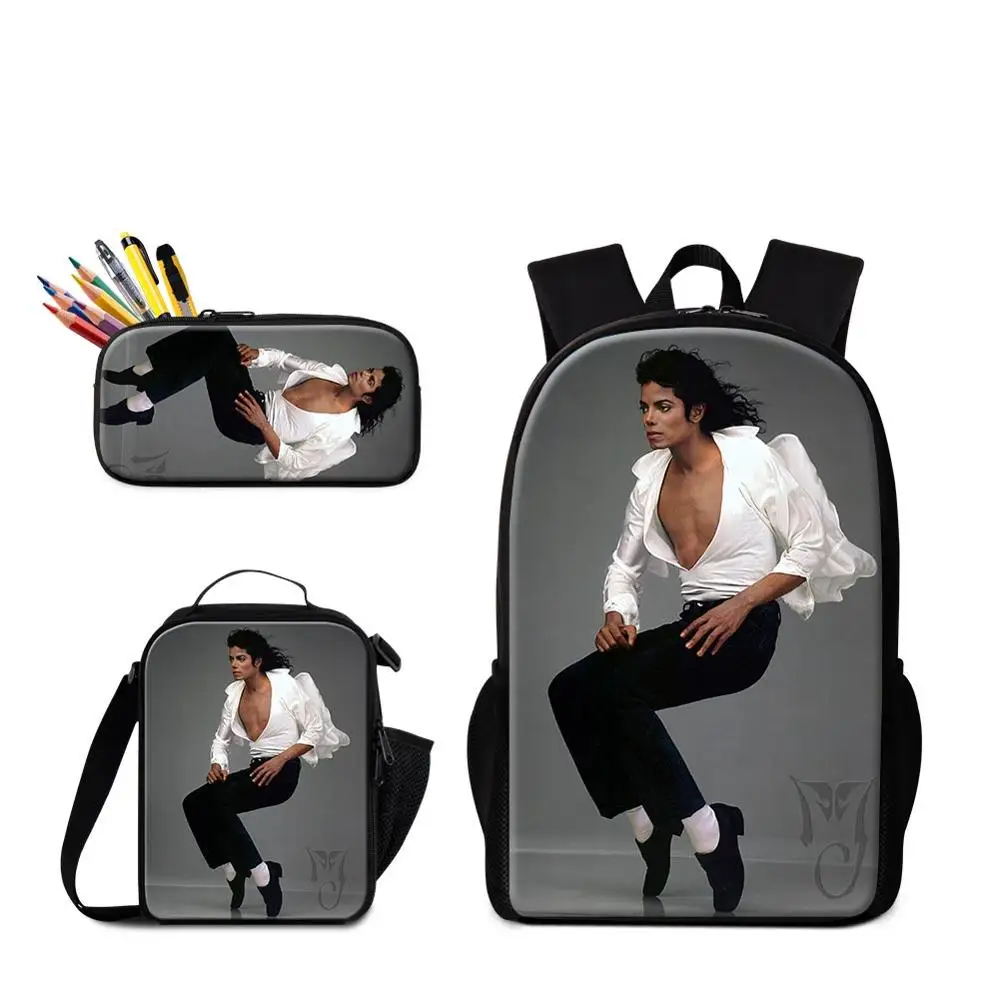 

3pcs/Set Michael Jackson Backpacks schoolbags mochila escolar Schoolbag For Teenage Boy Girl Bagpack High Quality Women Rucksack