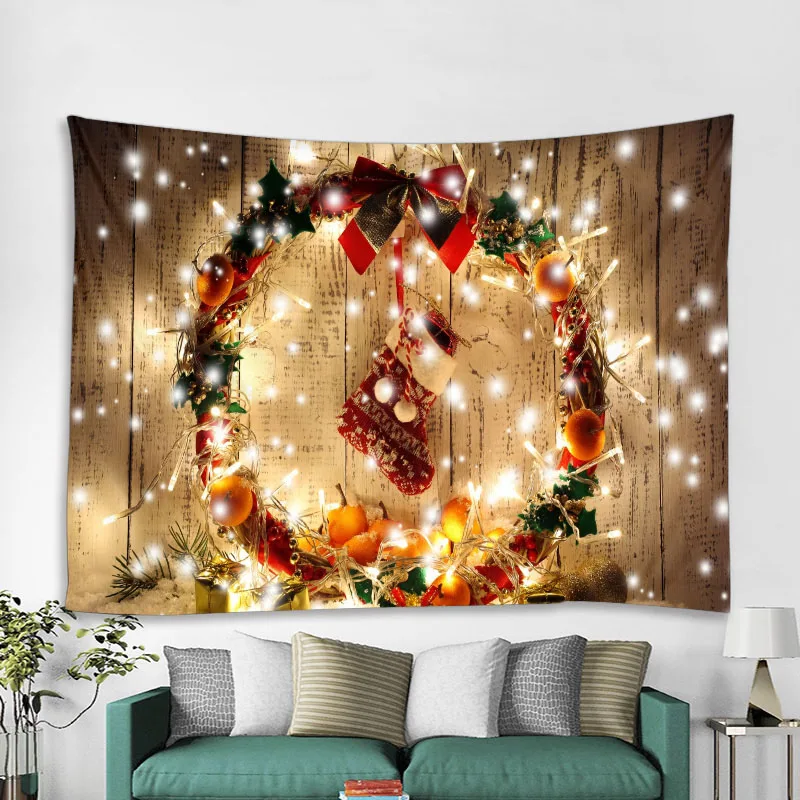 С Рождеством гобелен Telas Decorativas para pared, прохладные огни Рождественские елки Настенный Ковер картины хиппи домашний декор