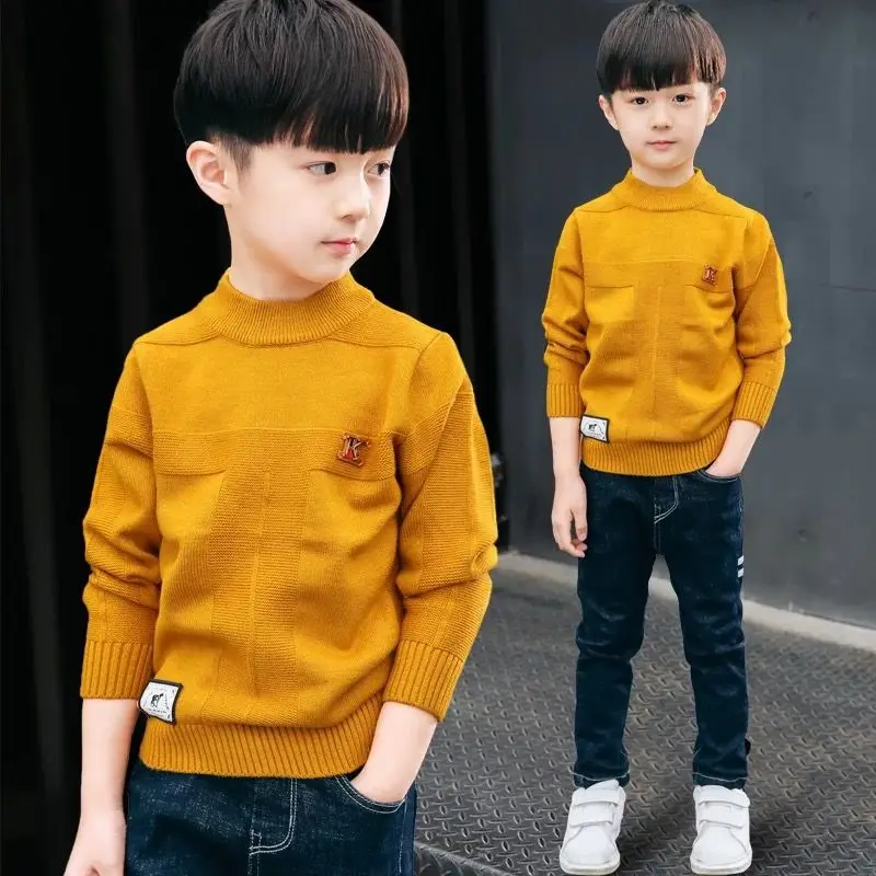 INS/популярные свитера для мальчиков вязаные свитера для мальчиков 3-13 лет осенне-зимний Корейский детский пуловер, свитер Одежда для маленьких мальчиков