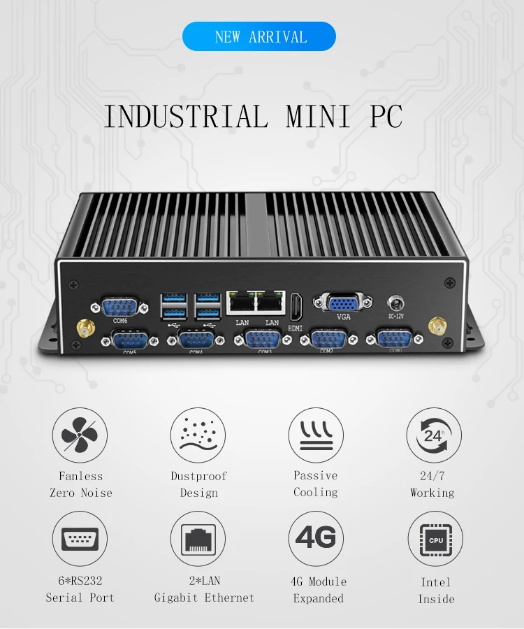 Small Fanless Mini Itx Computer Intel Core i5 4200U Barebone System with Dual Lan Desktops 4K Gamer Pc