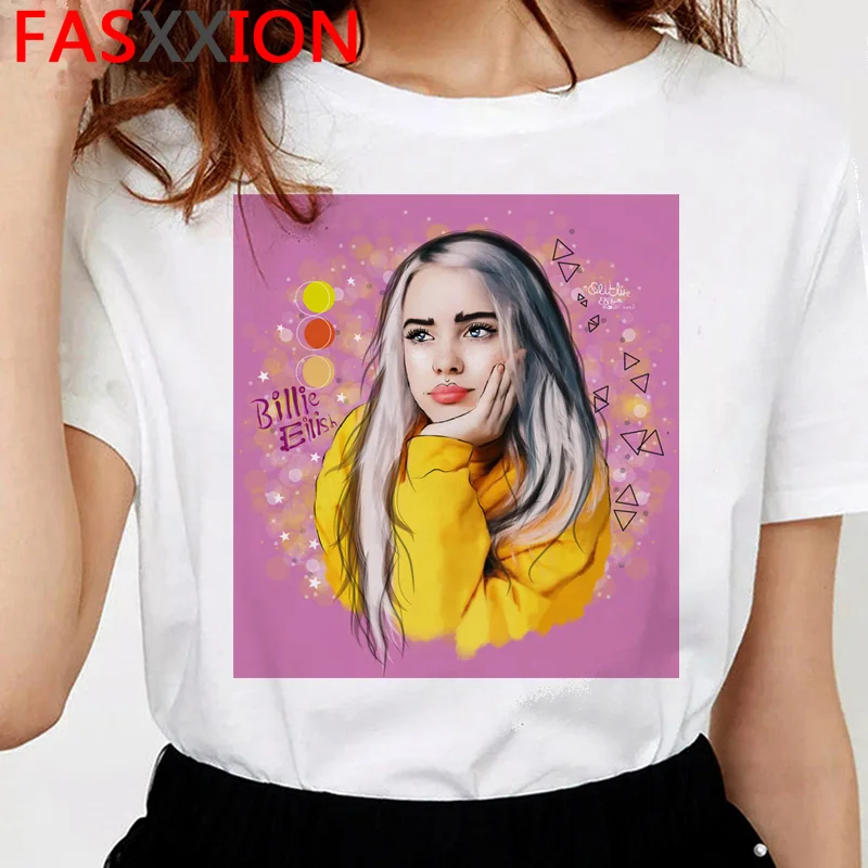 Billie eilish футболка женская мода Топ хип-хоп Футболка harajuku Эстетическая ulzzang 90s футболка kawaii забавная женская с коротким рукавом