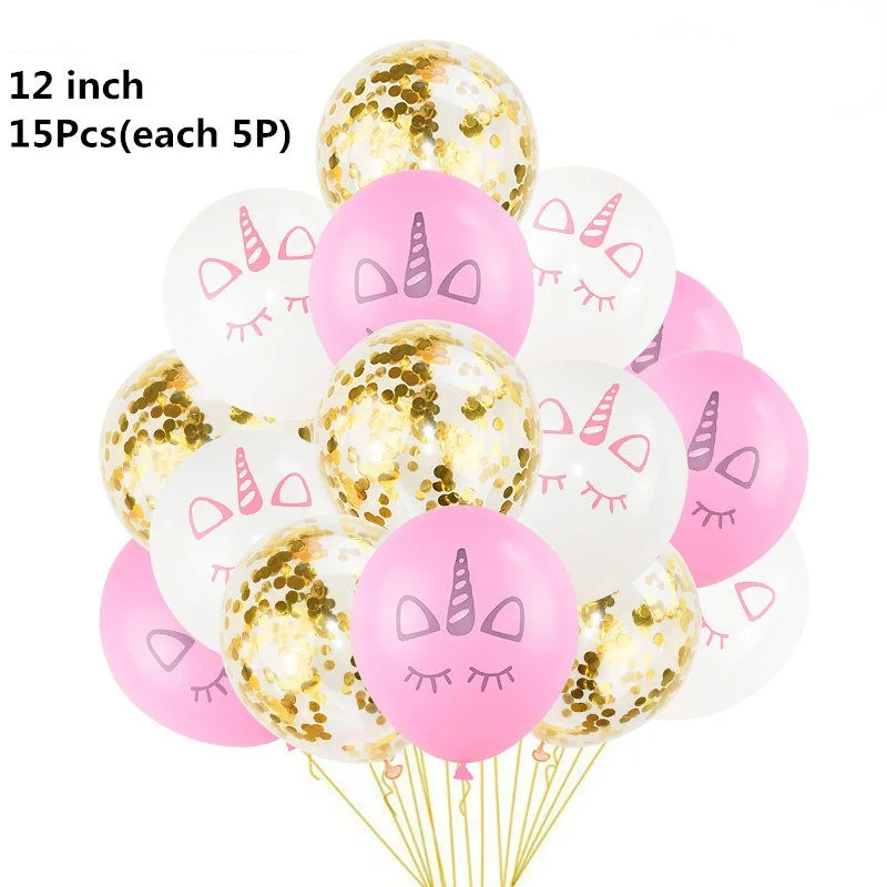 15pcs-a 10 шт. 12 дюймов Единорог латексные шары Набор DIY мультфильм Лошадь Единорог шары принцесса день рождения украшения свадебные шары - Цвет: 15pcs-a