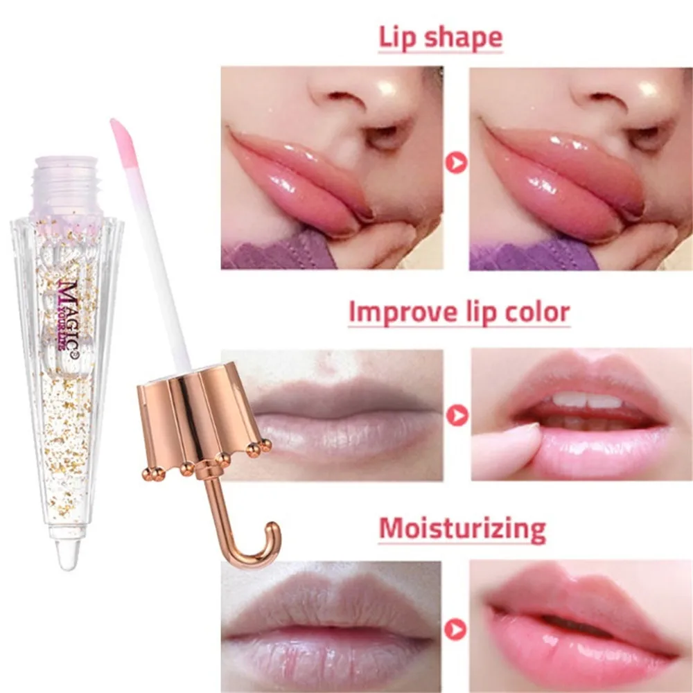 Зонт меняющий цвет прозрачный Жидкий блеск для губ водостойкий долговечный