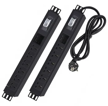 

19Inch PDU Standard Power Strip 6AC Outlets with Double Open Air Switch Current Voltage Digital Display Meter Extension Board