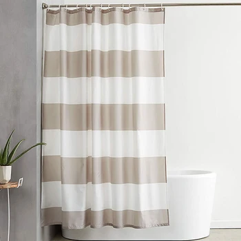 

Stripe Printing Shower Curtains Thicken Bathtub Covers Waterproof Mildew Proof Bathroom Screen with Hooks Bath Curtains
