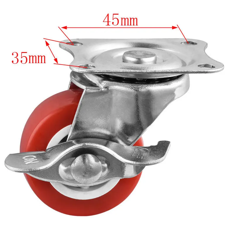 Place of Origin Supply of Goods 2-Inch PVC Flat Brake Truckle Height 65 Mm Flat Roof Universal Wheel Red Furniture Wheel Wheels