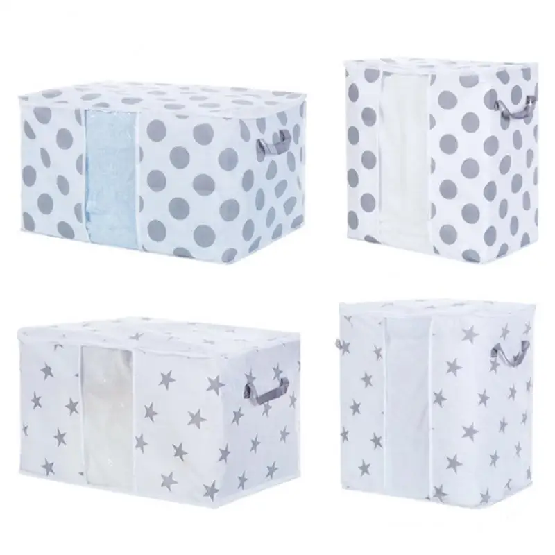 Non-woven Storage Organizer Bags Box For Clothes Bedding Quilt Blanket Creativity Dots/star Pattern baskets | Дом и сад