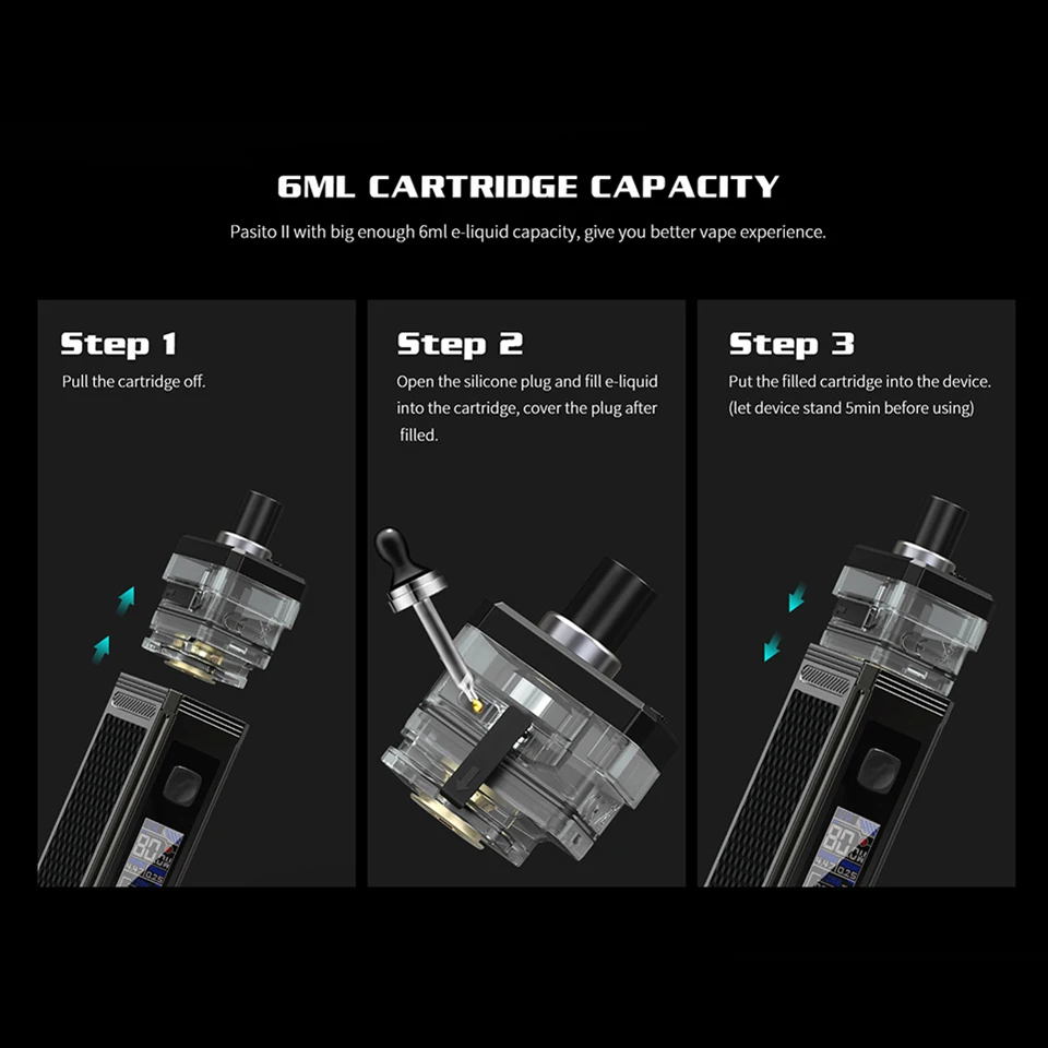 Original Smoant Pasito II 80W vape kit with 2500mAh battery 6ml Cartridge 510 Connector 0.96inch Screen Mod VS Smonat Pasito Kit (12)